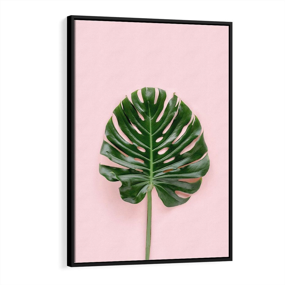 Obraz w ramie 50x70 - Egzotyczna Roślinność - liście, monstera - rama czarna