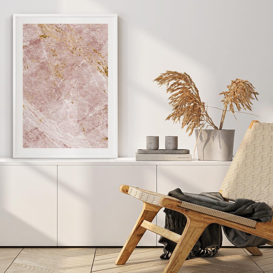 Plakat bez ramy 21x30 - Wyjątkowa Stylizacja - marmur, złoto