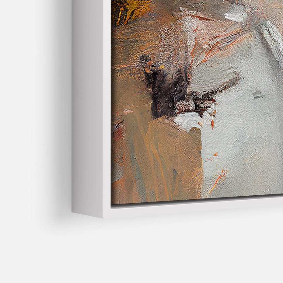 Obraz w ramie 80x120 - Taniec księżycowego pyłu - abstrakcja, tekstury farb - rama biała