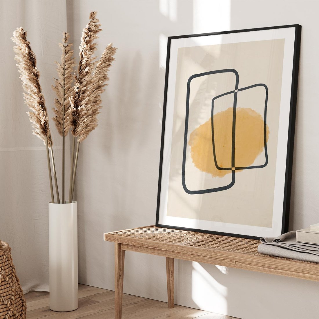 Plakat w ramie 40x50 - Rozkwitające Formy - abstrakcyjne nieregularne kształty, minimalistyczny plakat - rama czarna