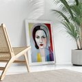 Plakat bez ramy 21x30 - Kolorowe Granice Form - abstrakcyjny obraz olejny, portret twarzy kobiety