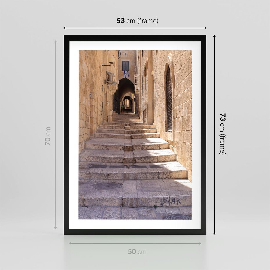 Plakat w ramie 50x70 - miasto w innej odsłonie - uliczka, perspektywa - rama czarna