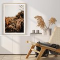 Plakat w ramie 40x50 - Jesienna Harmonia - suche paprocie, jesienny krajobraz - rama drewno