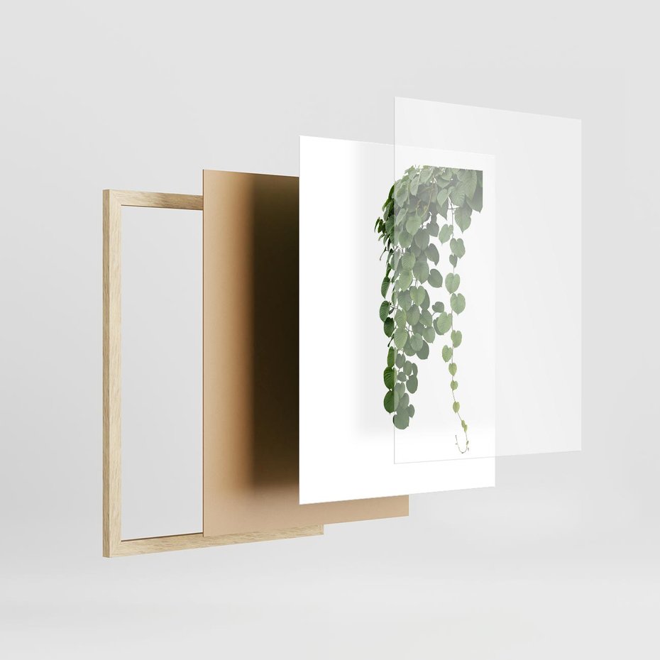 Plakat w ramie 50x70 - Świeżość Natury - liście, zielone - rama drewno