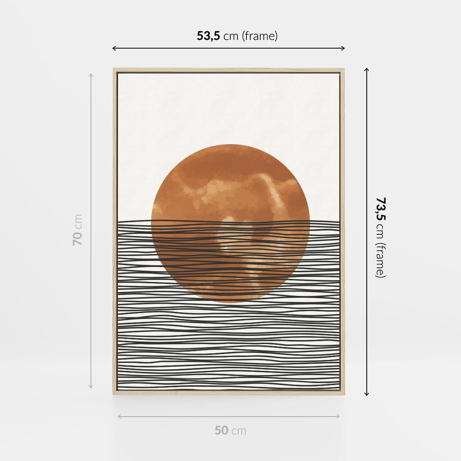 Obraz w ramie 50x70 - Okrąg Mocy - boho obraz, geometria - rama drewno