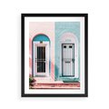 Plakat w ramie 40x50 - Urok Starych Drzwi - stare retro drzwi kamienicy, pastelowe kolory - rama czarna