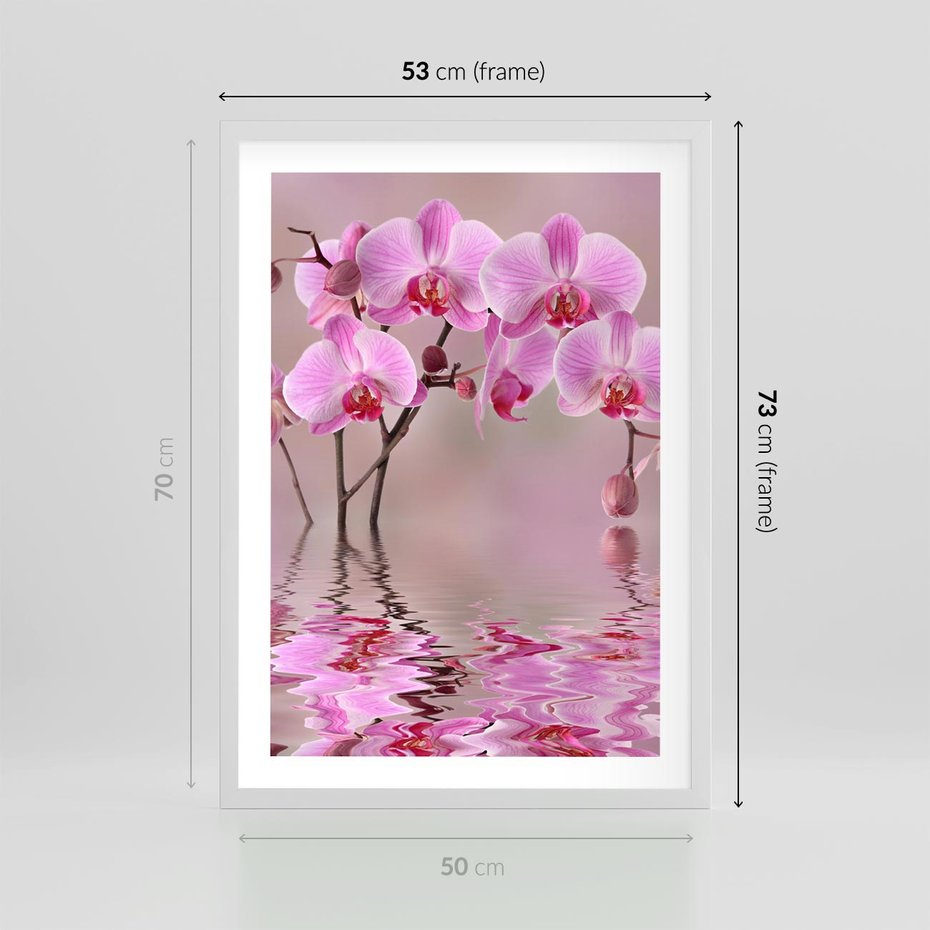 Plakat w ramie 50x70 - Relaksacyjne spa w otoczeniu storczyka - spa, storczyk - rama biała