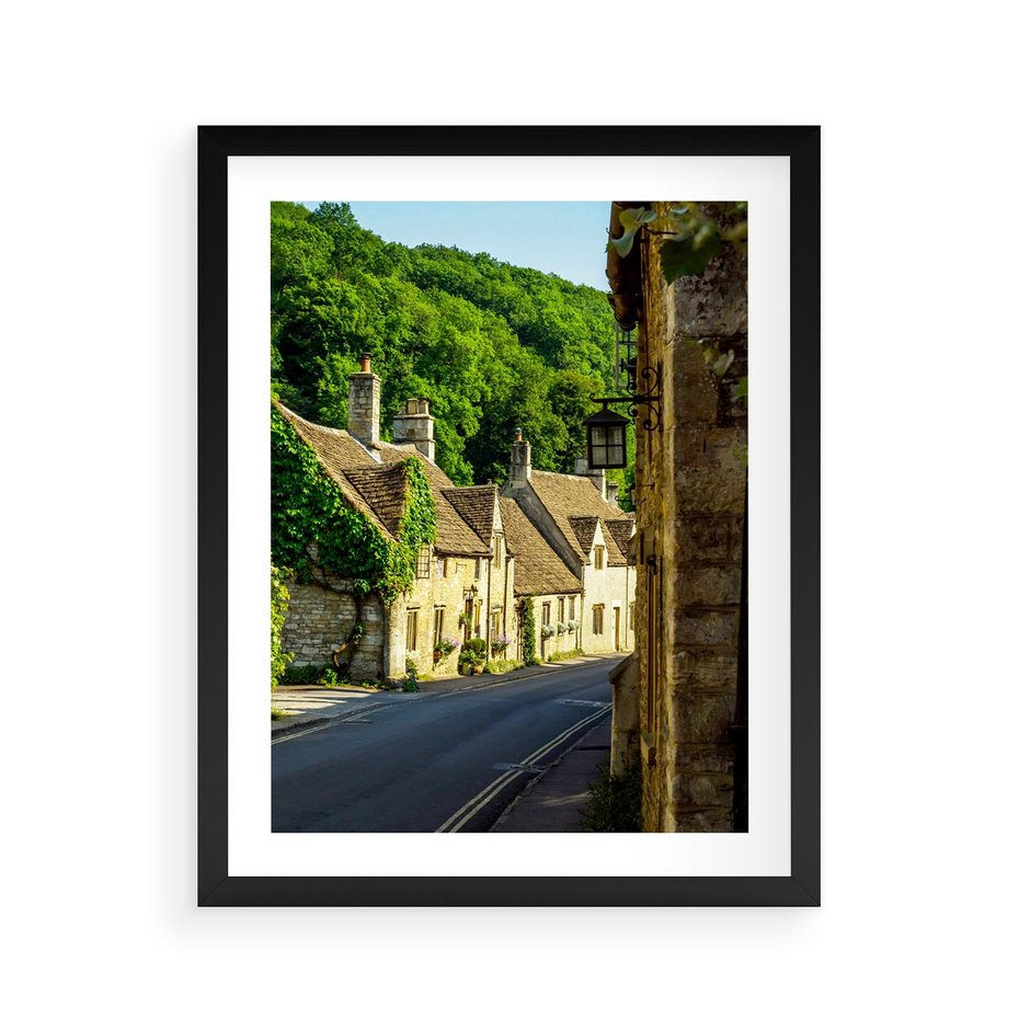 Plakat w ramie 40x50 - Odkryj tajemnice miasta - uliczka, perspektywa - rama czarna