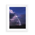 Plakat w ramie 40x50 - Burza z błyskawicami nad horyzontem - burza, błyskawica - rama biała