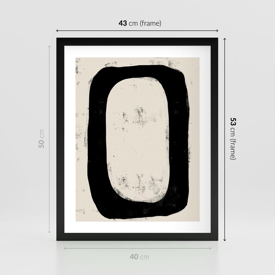 Plakat w ramie 40x50 - Wnętrza Kształtów - abstrakcja, minimalizm - rama czarna