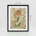 Plakat w ramie 40x50 - Beżowo i Roślinnie - nowoczesny plakat, roślinność - rama czarna