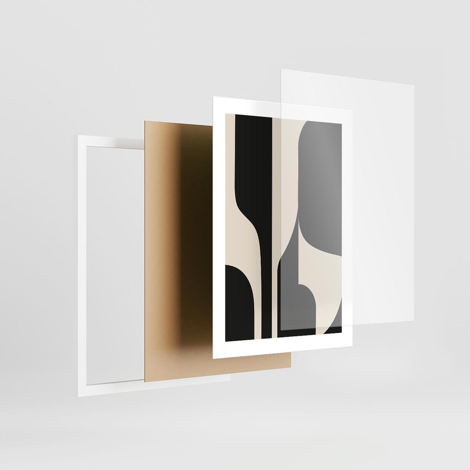 Plakat w ramie 30x40 - Abstrakcyjne Linie - boho plakat, rycina - rama biała