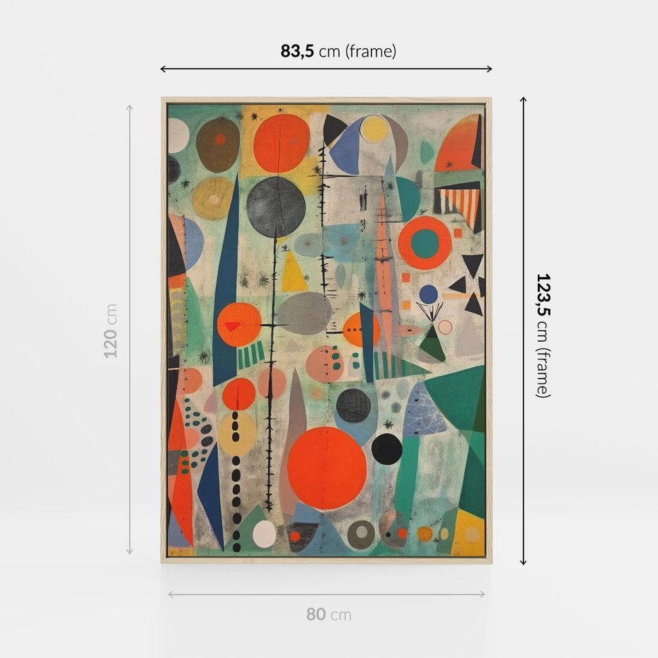 Obraz w ramie 80x120 - Wewnętrzne Zagadki Kształtów - abstrakcyjny obraz, sztuka abstrakcji - rama drewno