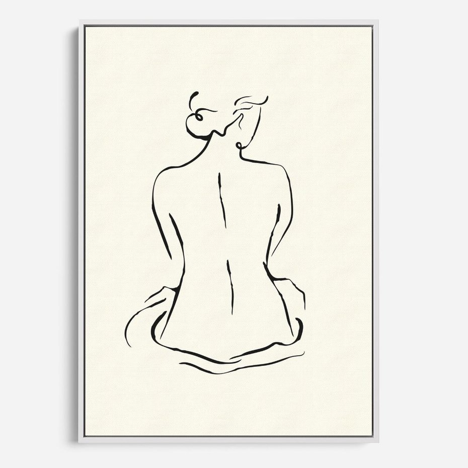 Obraz w ramie 50x70 - Migotliwa Symfonia - kobieta akt, minimalizm - rama biała