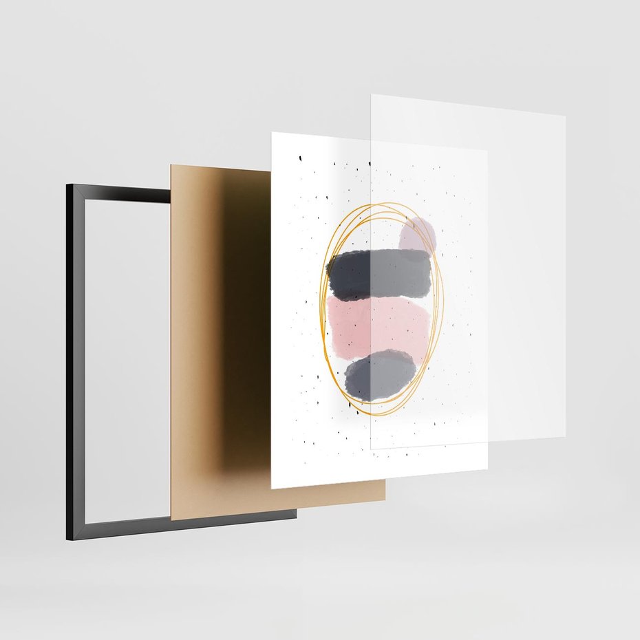 Plakat w ramie 40x50 - Migocące Odbicia - abstrakcyjna kompozycja, jak ręcznie malowana - rama czarna