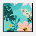 Obraz w ramie 50x50 - Kwiatowy Impuls - pastelowa kompozycja, kwiaty - rama czarna