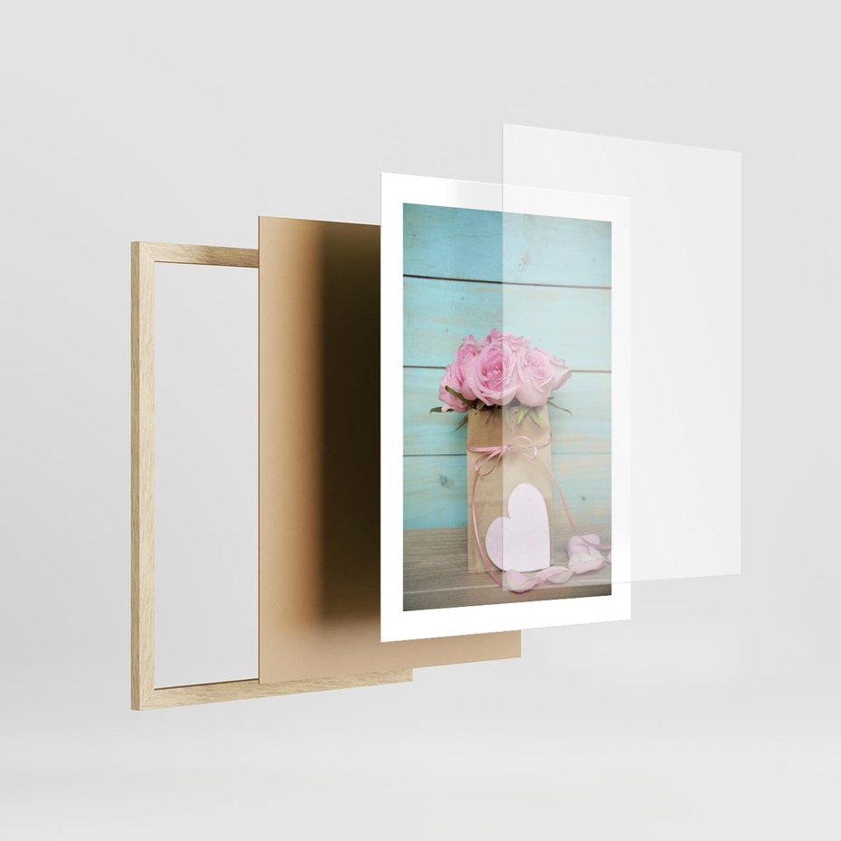 Plakat w ramie 30x40 - Uczucie W Pełnym Rozkwicie - kwiaty, romantyczne - rama drewno