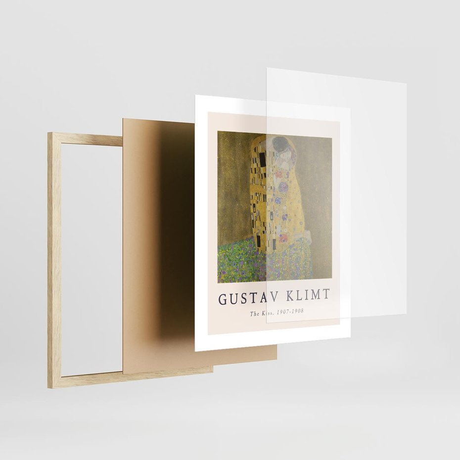 Plakat w ramie 40x50 - Sztuka Klimta - gustav klimt, pocałunek - rama drewno