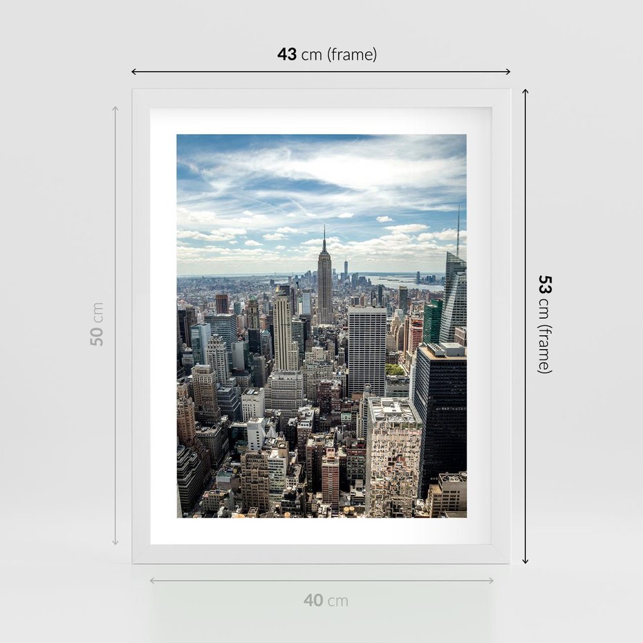Plakat w ramie 40x50 - Duch Nowego Jorku - Manhattan, Nowy Jork - rama biała
