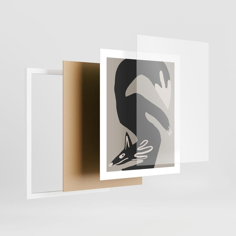 Plakat w ramie 40x50 - Ekspresja Skandynawskiego Światła - skandynawska sztuka, lis - rama biała