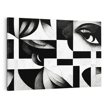 Obraz na płótnie 100x70 - Harmonia świateł i cieni - abstrakcja czarno biała, geometria