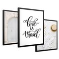 Zestaw obrazy w ramie 50x70 galeria - Podróże, wakacje, typografia, Włochy - rama czarna