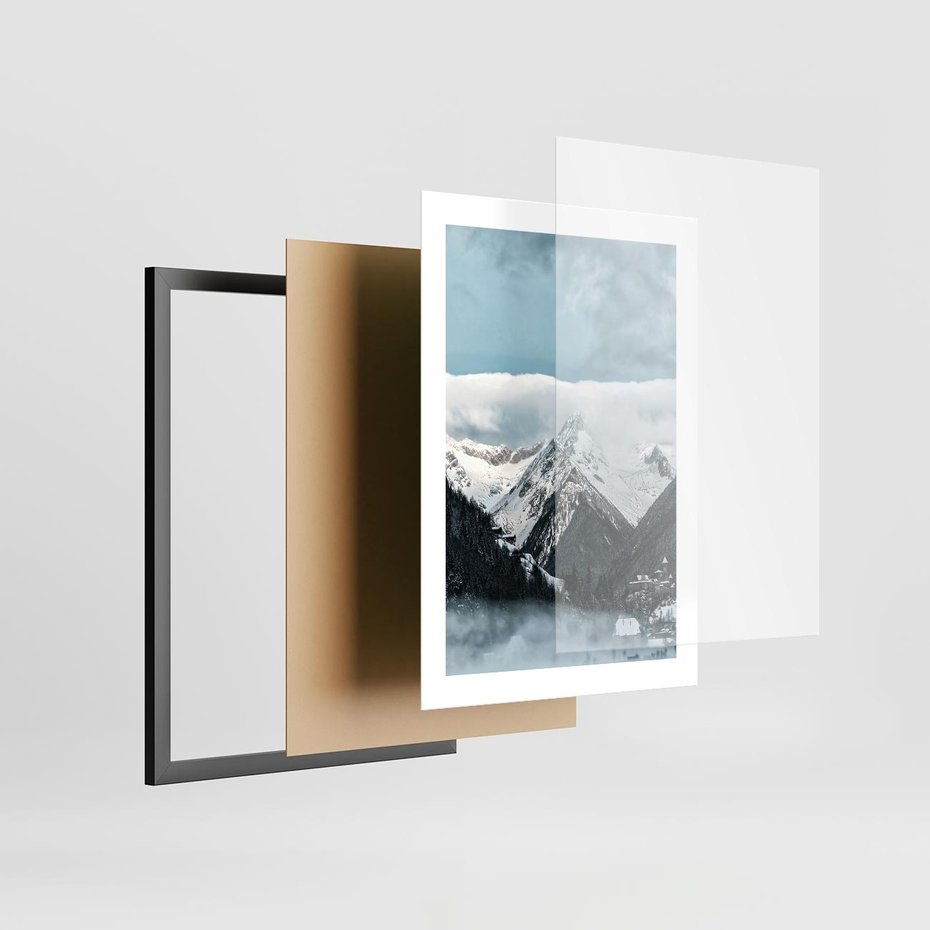 Plakat w ramie 30x40 - Magia Zimy w Górach - góry, śnieg - rama czarna