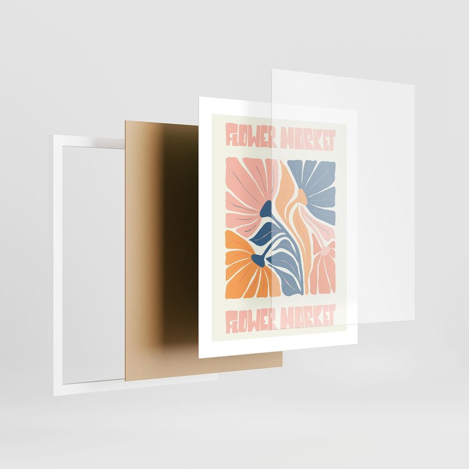 Plakat w ramie 40x50 - Spójny Dysonans - pastelowe kolory, typografia - rama biała