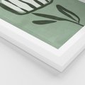 Plakat w ramie 40x50 - Objęcia Zieleni - zielona abstrakcja, zgaszona zieleń - rama biała