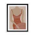 Plakat w ramie 50x70 - Kobiece Retro - minimalistyczny boho plakat, retro kobieta w stroju kąpielowym - rama czarna