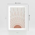 Plakat w ramie 30x40 - Słońce w Stylu Boho - słońce, grafika boho - rama biała