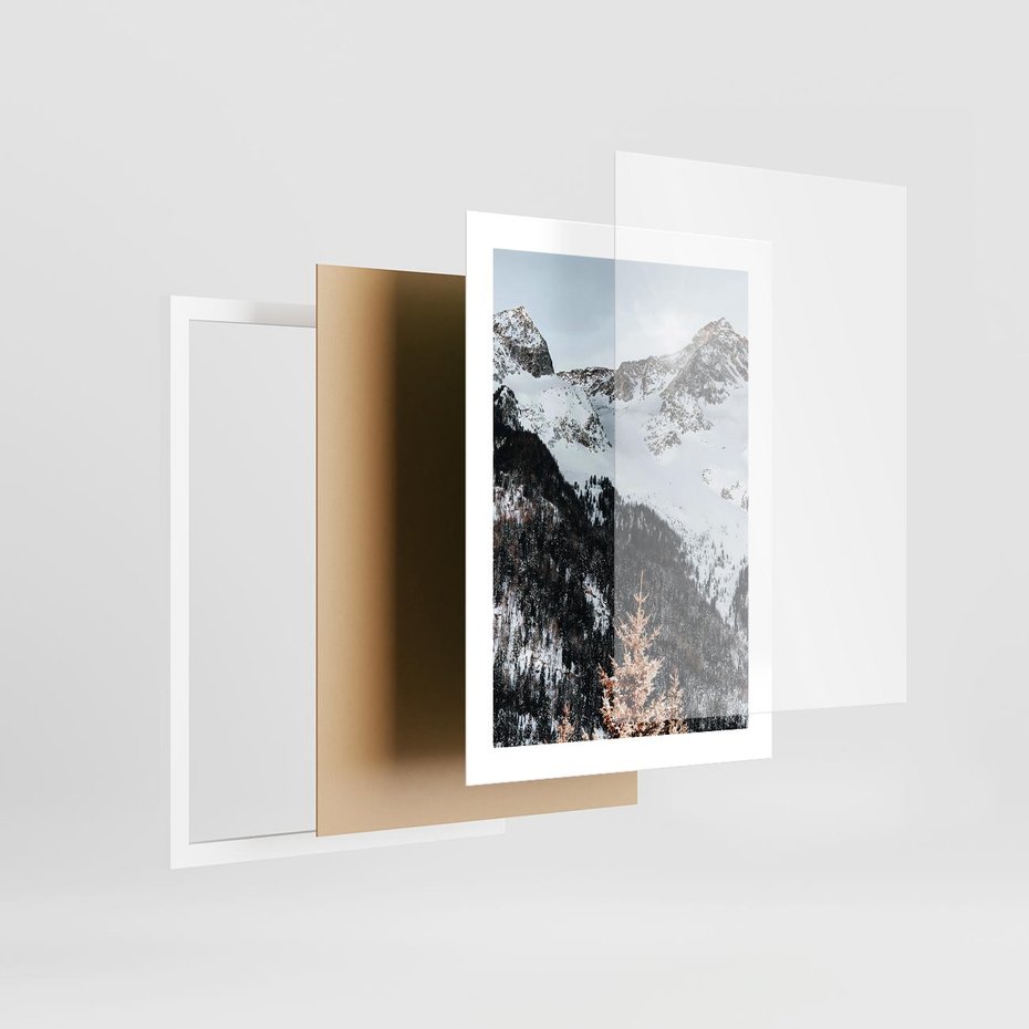 Plakat w ramie 30x40 - Górski Raj - góry, śnieg - rama biała