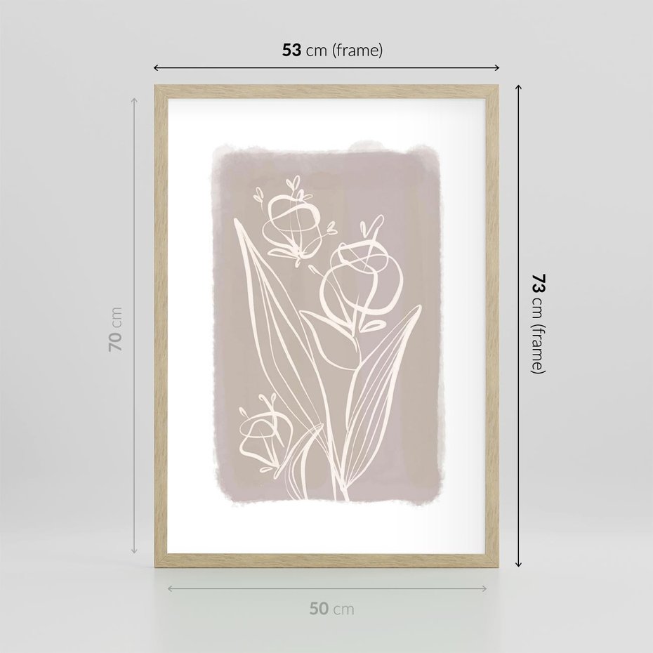 Plakat w ramie 50x70 - Pastelowe Nastroje - nowoczesny subtelny plakat, beżowy - rama drewno