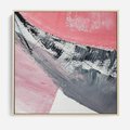Obraz w ramie 50x50 - Kontrastujący Ruch Emocji - abstrakcyjne pasy farby, kolory róż szary czarny - rama drewno