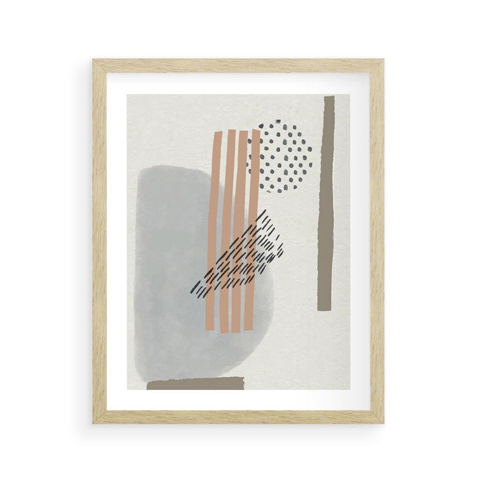 Plakat w ramie 40x50 - Nowoczesna Abstrakcja: Delikatne Beże - abstrakcja, nowoczesna sztuka - rama drewno