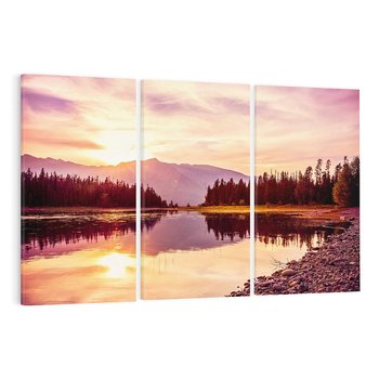 Obraz na płótnie 120x80 - Harmonia natury - góry, jezioro