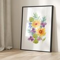 Plakat w ramie 50x70 - Kwiatowe Inspiracje - akwarelowe polne kwiaty, minimalistyczny plakat - rama czarna