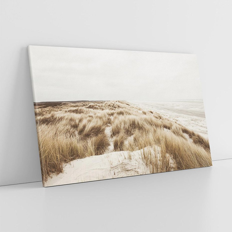 Obraz na płótnie 70x50 - Nadmorskie Wydmy - fotografia, kolory sepii