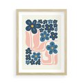 Plakat w ramie 50x70 - Niebieskie Refleksje - niebieskie kwiaty, niezapominajki - rama drewno
