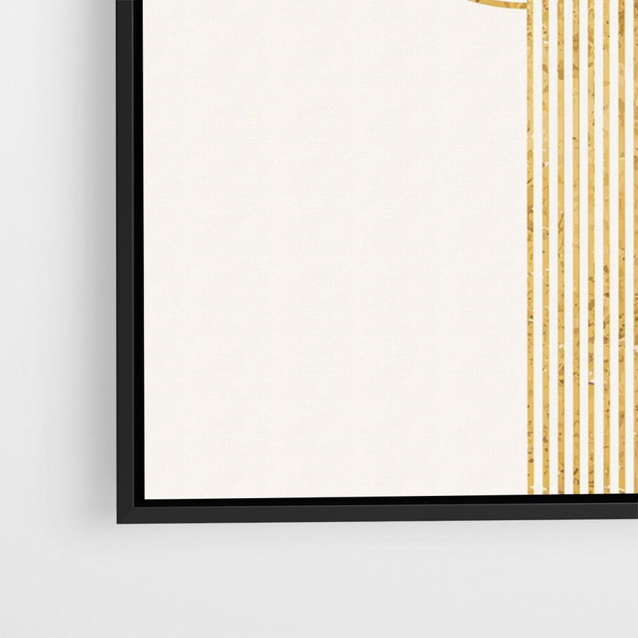 Obraz w ramie 70x100 - Podróżne Kształty - geometryczne linie w złotym kolorze, minimalizm - rama czarna
