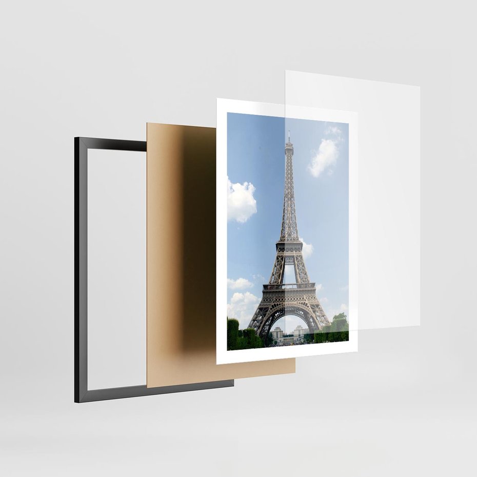 Plakat w ramie 50x70 - Paryż z wieżą Eiffla - Eiffla, Paryż - rama czarna