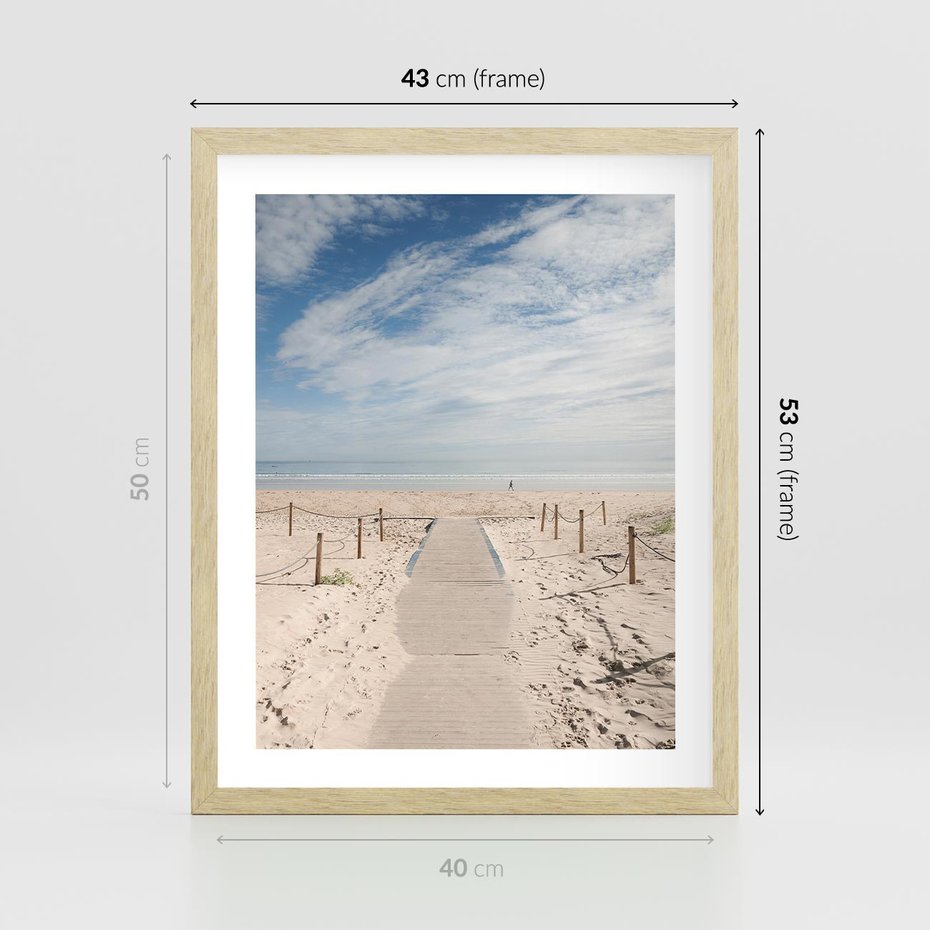 Plakat w ramie 40x50 - Ścieżka na plaży - plaża, ścieżka - rama drewno
