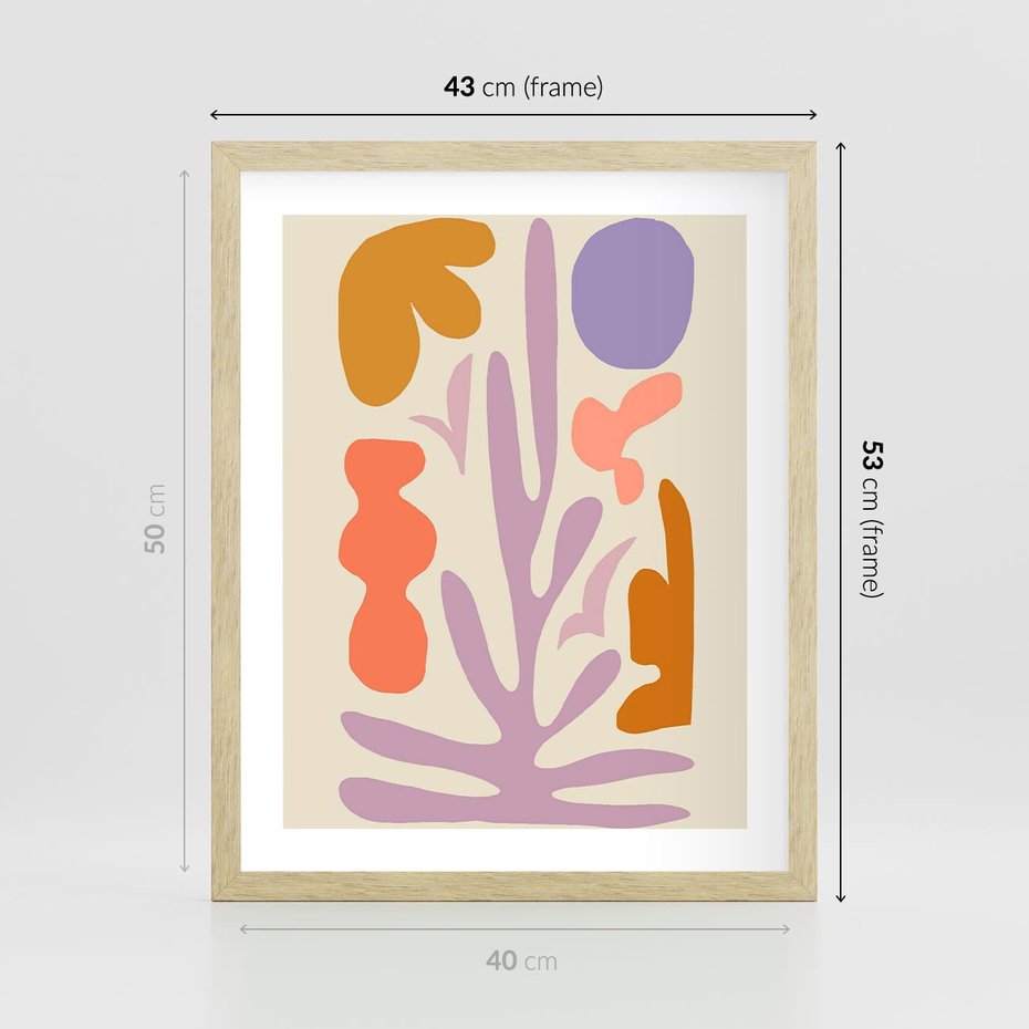 Plakat w ramie 40x50 - Przenikająca Harmonia - abstrakcyjny obraz, pastelowe kolory - rama drewno
