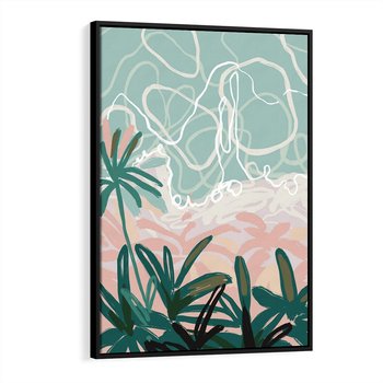 Obraz w ramie 50x70 - Rajski Stan - pastelowy krajobraz, nowoczesny plakat - rama czarna