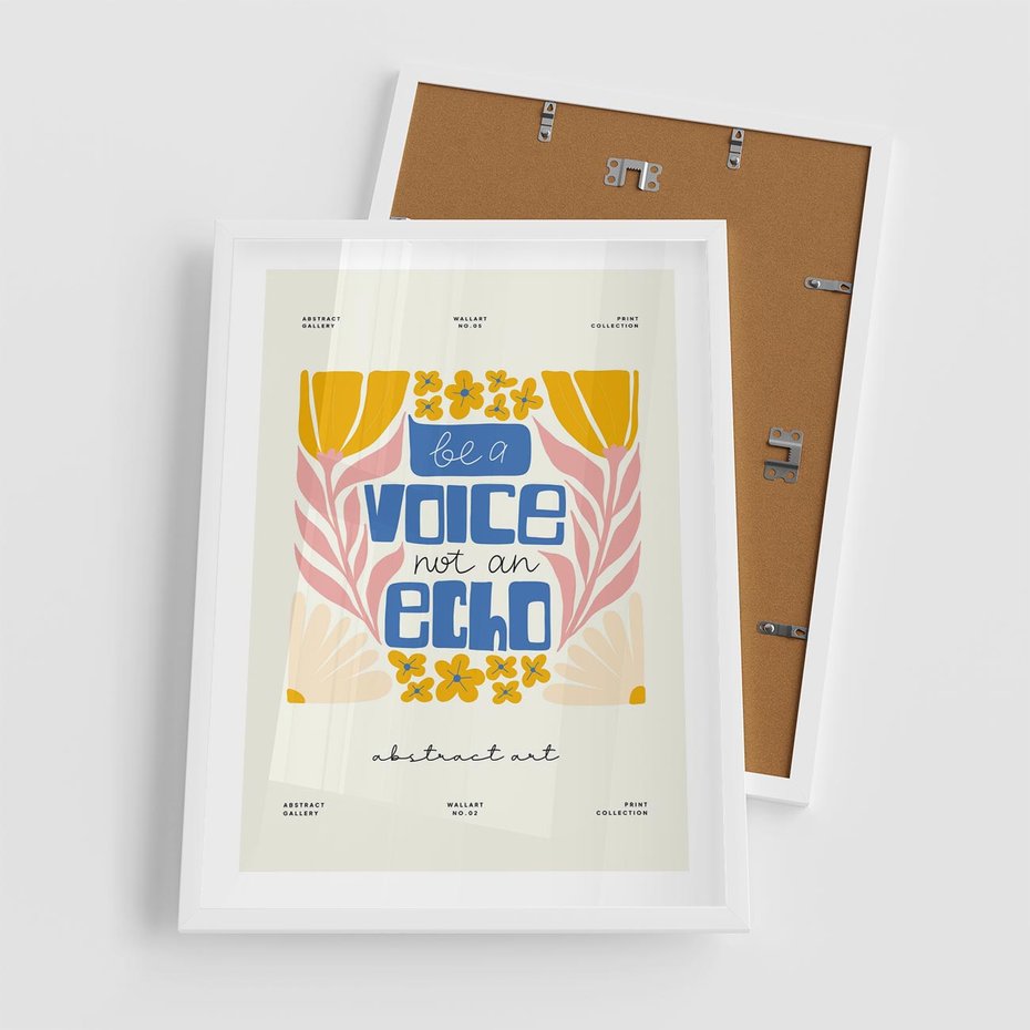 Plakat w ramie 50x70 - Złote Impulsy - typografia, kwiaty - rama biała