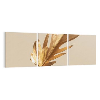 Obraz na płótnie 150x50 - Piękno w Detalu - złoty, liść