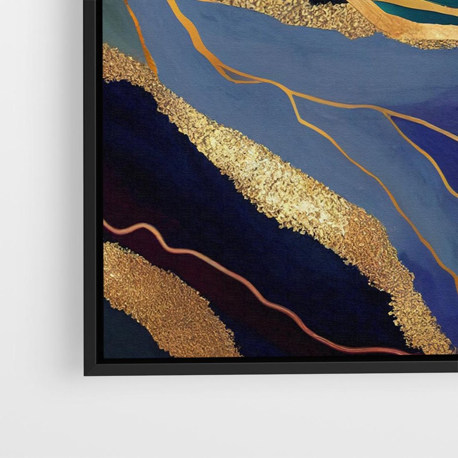 Obraz w ramie 50x50 - Sztorm malarskich emocji - marmur, abstrakcyjna grafika - rama czarna