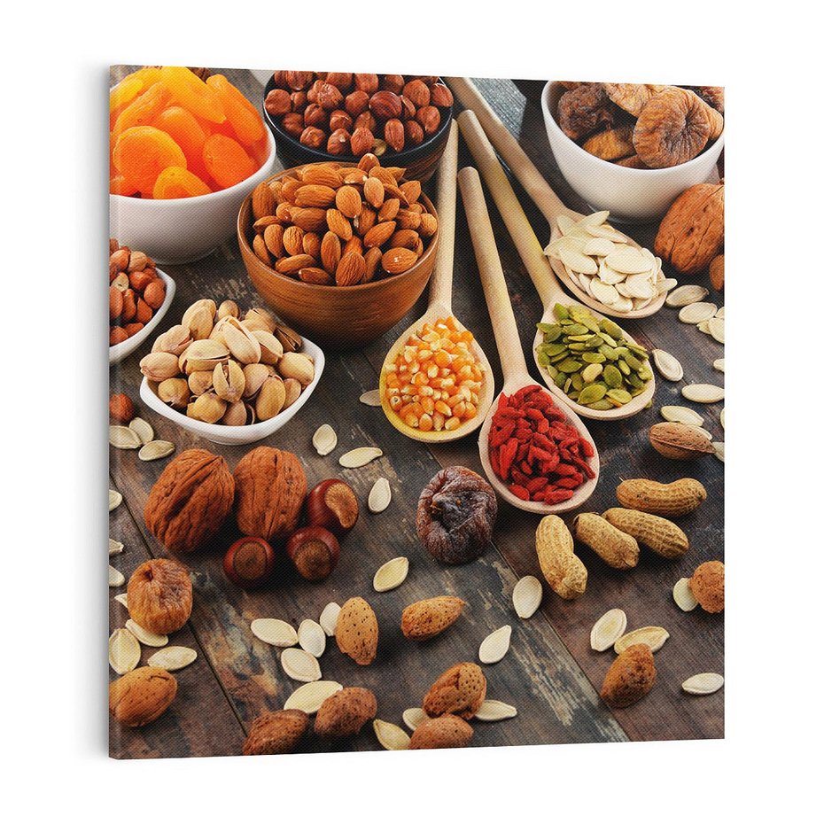 Obraz na płótnie 70x70 - Szlachetne smaki kuchni - nasiona, bakalie