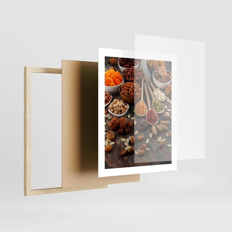 Plakat w ramie 40x50 - Szlachetne smaki kuchni - nasiona, bakalie - rama drewno