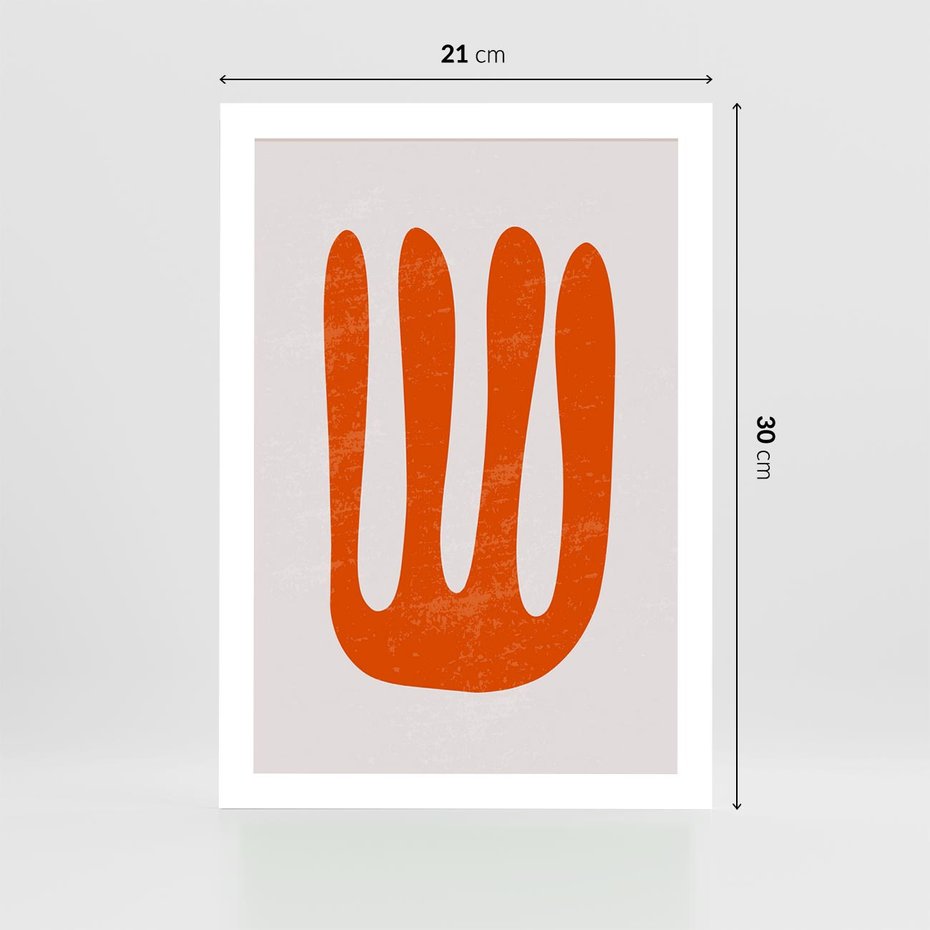 Plakat bez ramy 21x30 - Eksploracja Nowego Światła - abstrakcyjna pomarańczowa forma, minimalizm